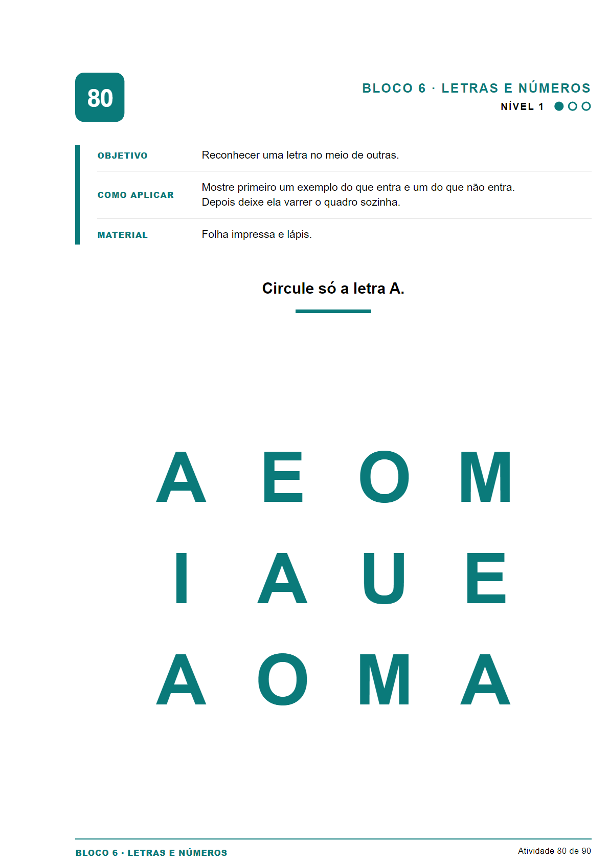 Atividade 80, Letras e números.